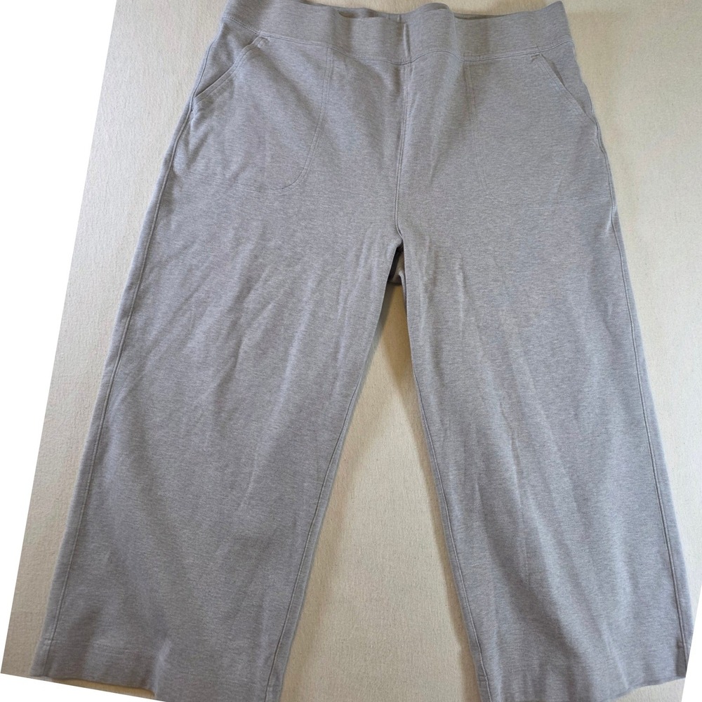 Duluth Trading Co Women XXL Gray Knit Wide Leg Crop Pants Casual Comfort Stretch